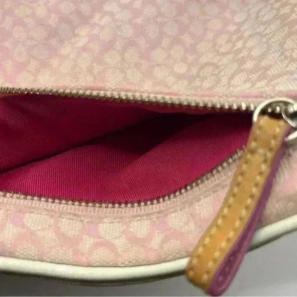 Coach Signature C Pink Crossbody Authentic Leather and Jacquard - Picture 7 of 14